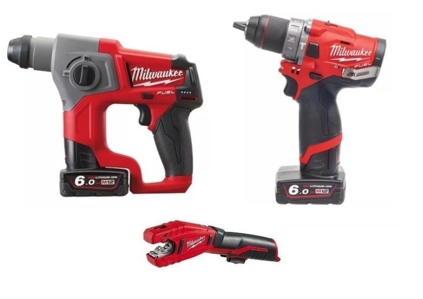 Prezzo kit milwaukee 12 V tagliatubi rame C12 PC-0 + tassellatore M12 CH +  trapano M 12 FPD - milwaukee