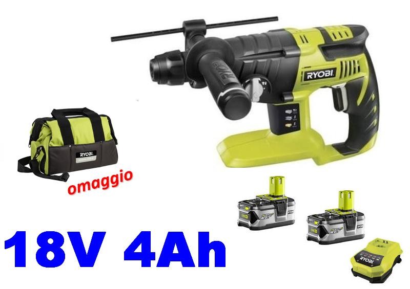 Martello Perforatore Senza Filo 21V Con 2 Batterie 4Ah - Motore Senza Spazzole, Per Cemento E Muratura