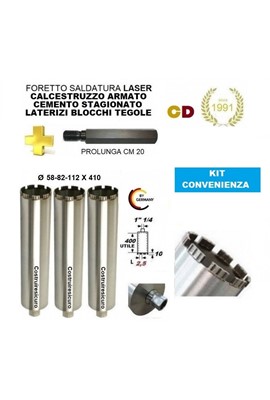 Corona Diamantata Ø127mm Con Attacco M16 - Per Calcestruzzo E Muratura, Lunghezza Utile 180mm - Foto 2